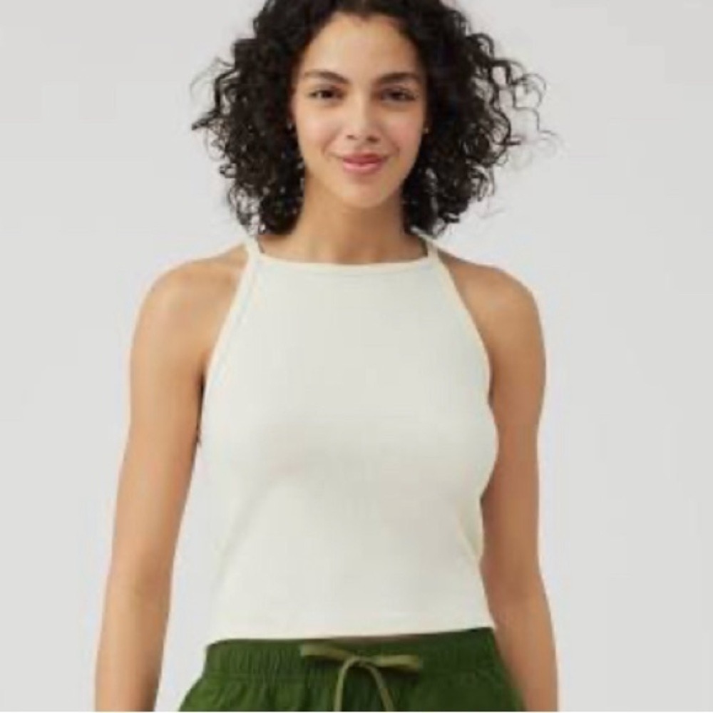 Outdoor Voices CozyRib Tank Milk Stone Off White High Neck Racerback XXL NEW - Picture 2 of 16